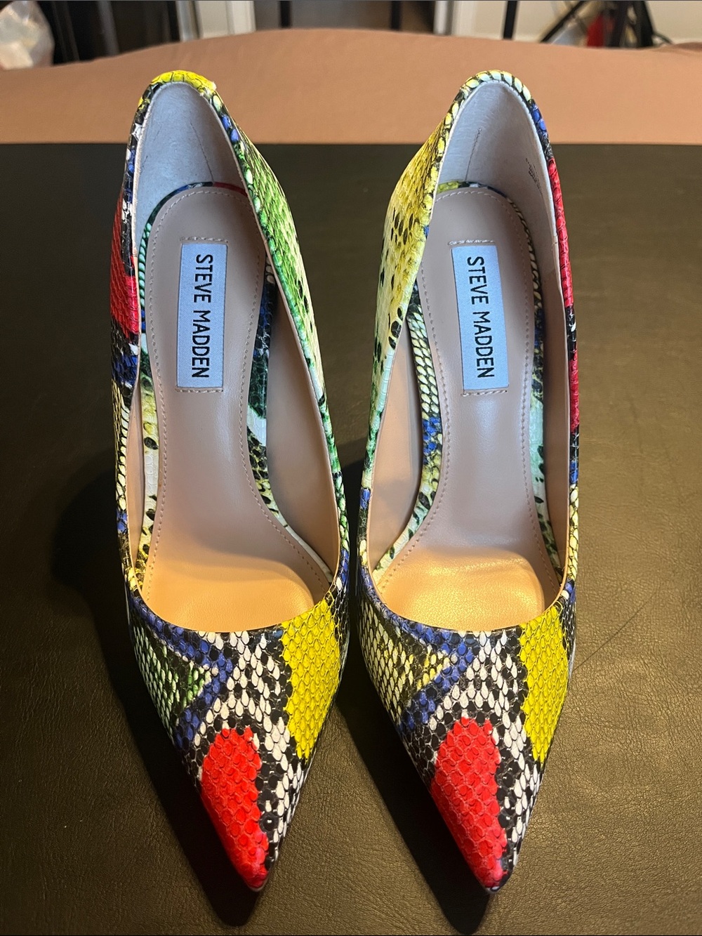 Steve Madden Multicolor Snakeskin Pointed Toe Pumps